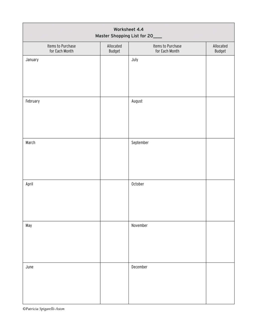 Preparedness Handbook Worksheet 4.4